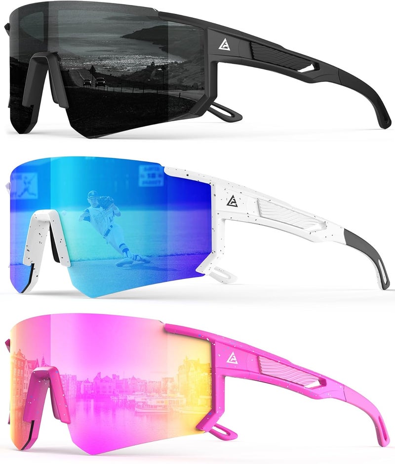 QALLY Store Polarized Sports Sunglasses for Men, UV400 Protection Mens Sunglasses Wrap Around Sun Glasses for Cycling Running - Image 1